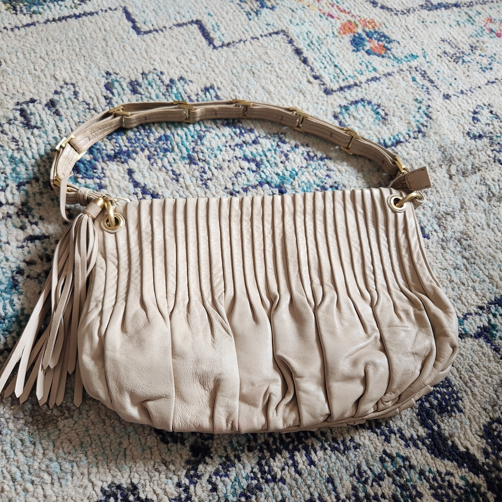Cole Haan Pleated Cream Shoulder Bag